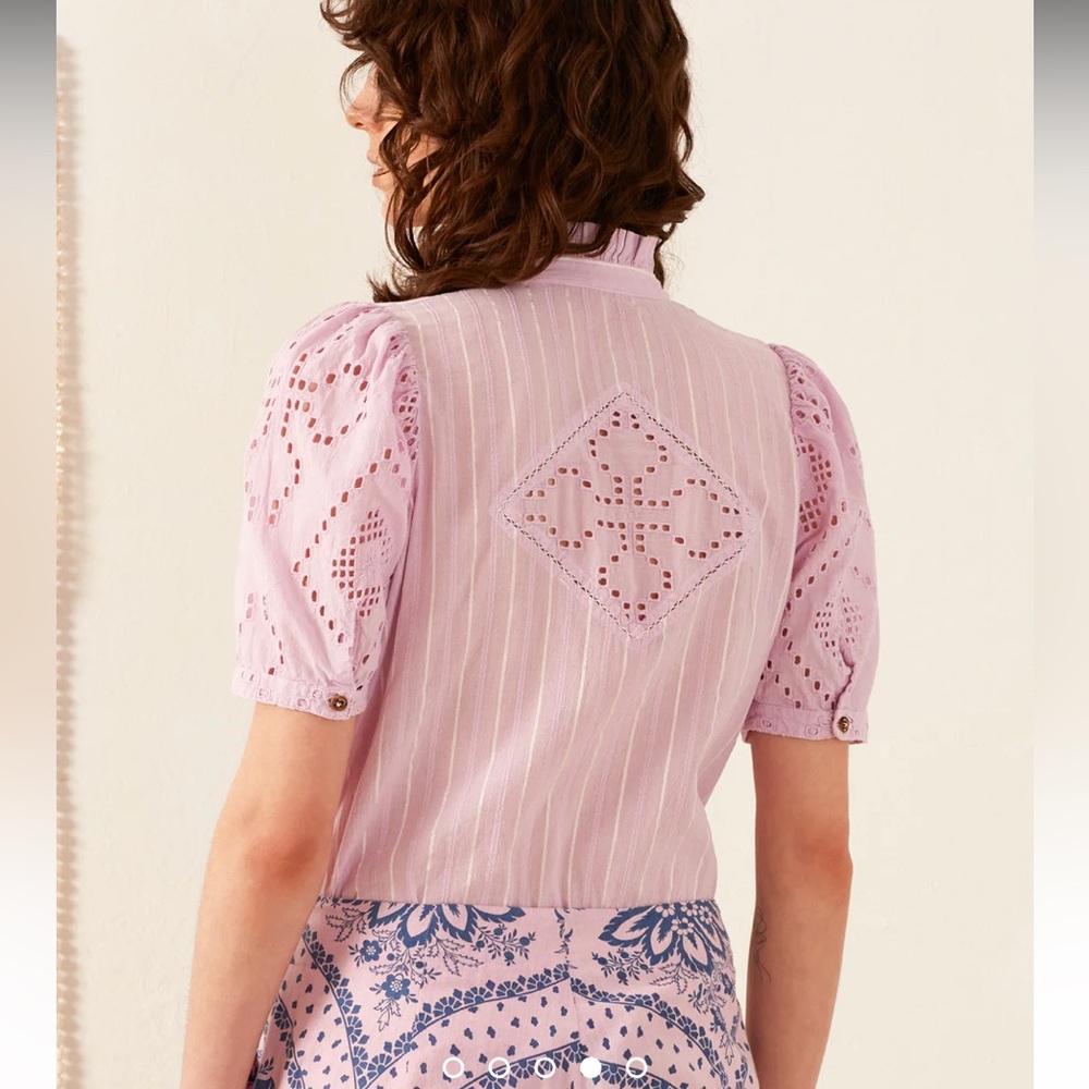NWOT ALIX of BOHEMIA Winn Lilac Eyelet Shirt - Picture 3 of 12